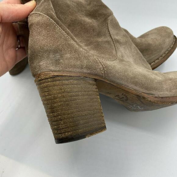 Fiorentini + Baker Brown Leather Block Heel Zip Mid Calf Riding Boots Womens 5.5 - Picture 6 of 8